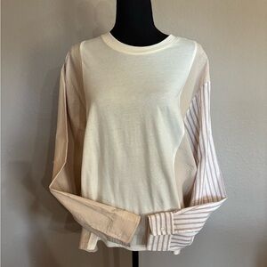 Mixed media pull over top. Size S. NWT.
